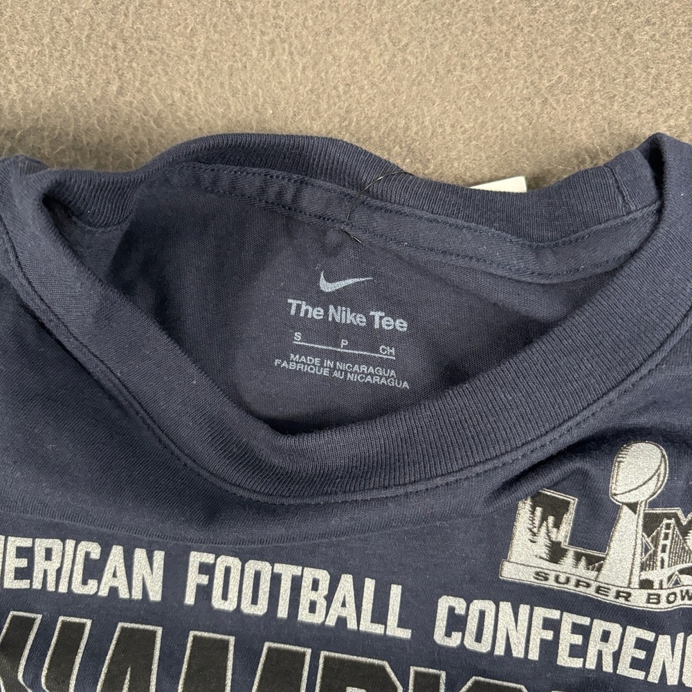 Nike New England Patriots AFC Champions T-Shirt Women Size S Navy Blue NFL 8056 - Picture 2 of 7